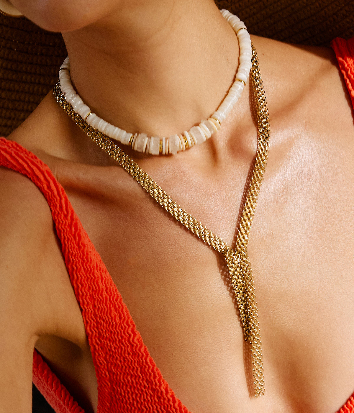 Collier Puka (Acier doré)