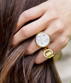 Bague Button (Acier doré)