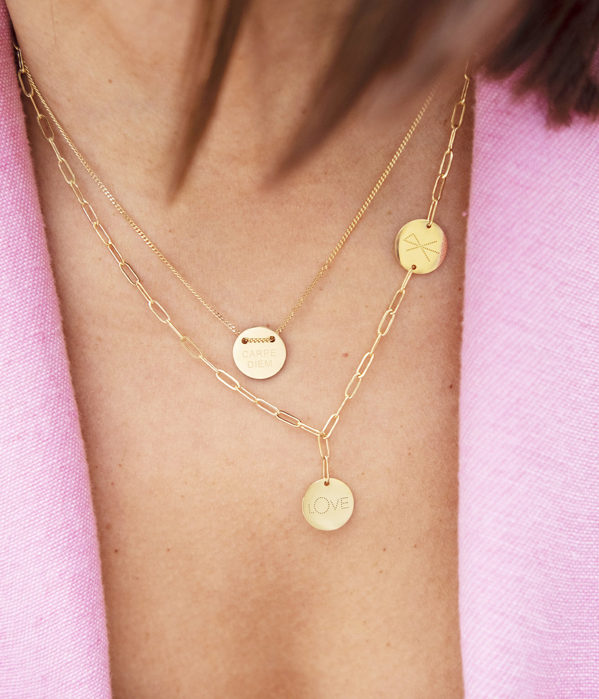 Collier Multi Charm Love (Acier doré)